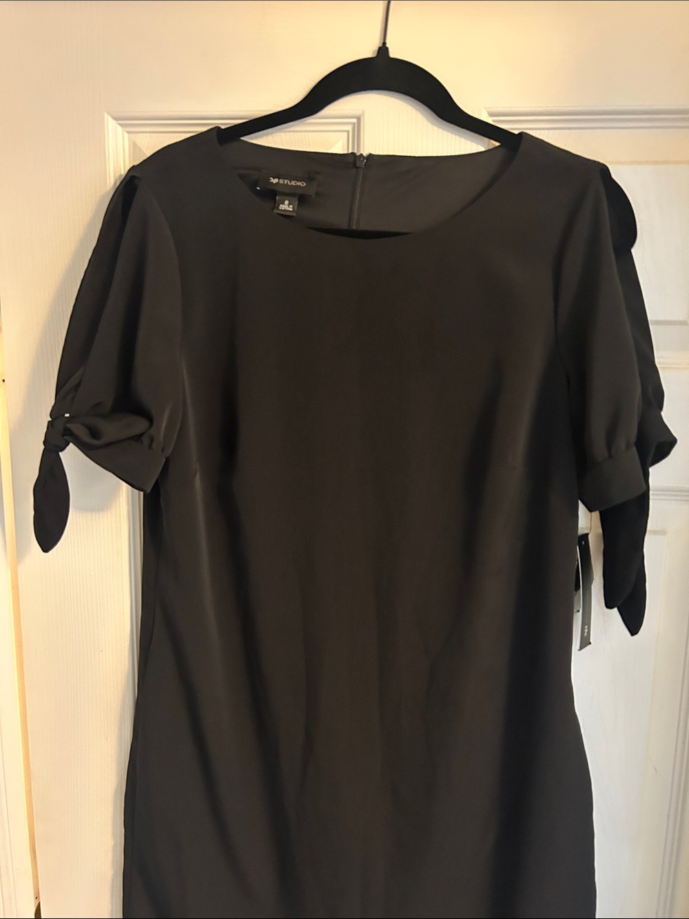 Little Black Dress-AB Studio Black Crewneck Shift Dress